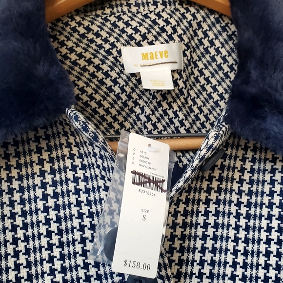 NWT Maeve Tweed Faux Fur-Collar Jacket, Size S - Picture 5 of 6